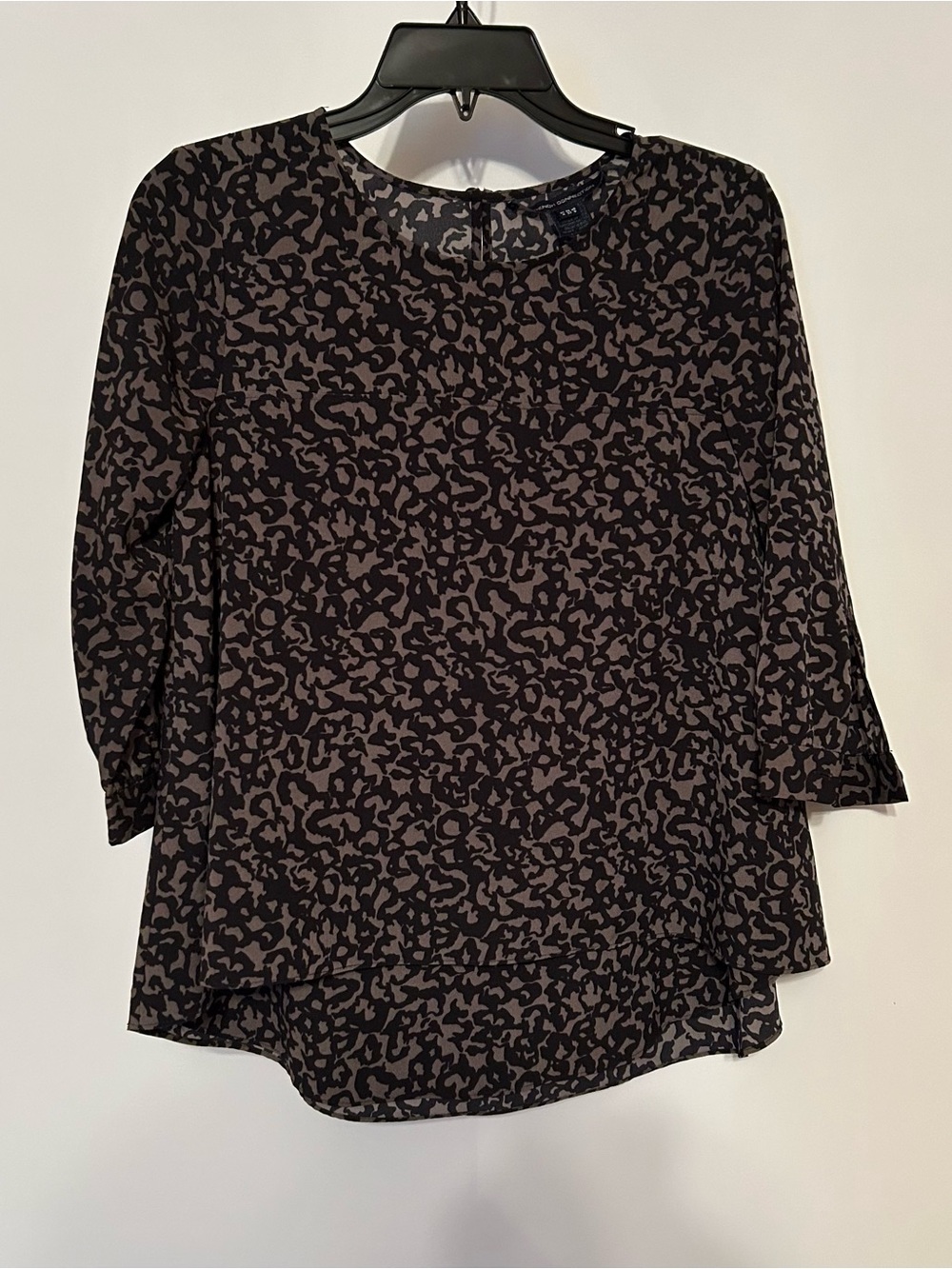 French Connection Black & Taupe Abstract Print Blouse